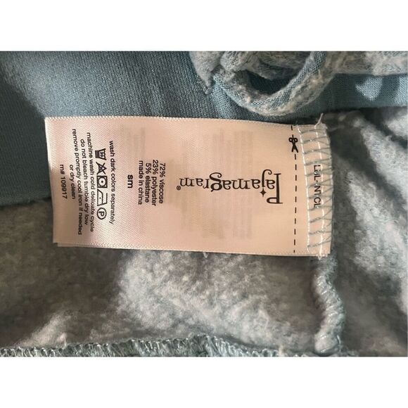 Pajama Gram Blue Kowel Neck Shirt & Wide Leg Pants Sz Small New - Picture 8 of 8